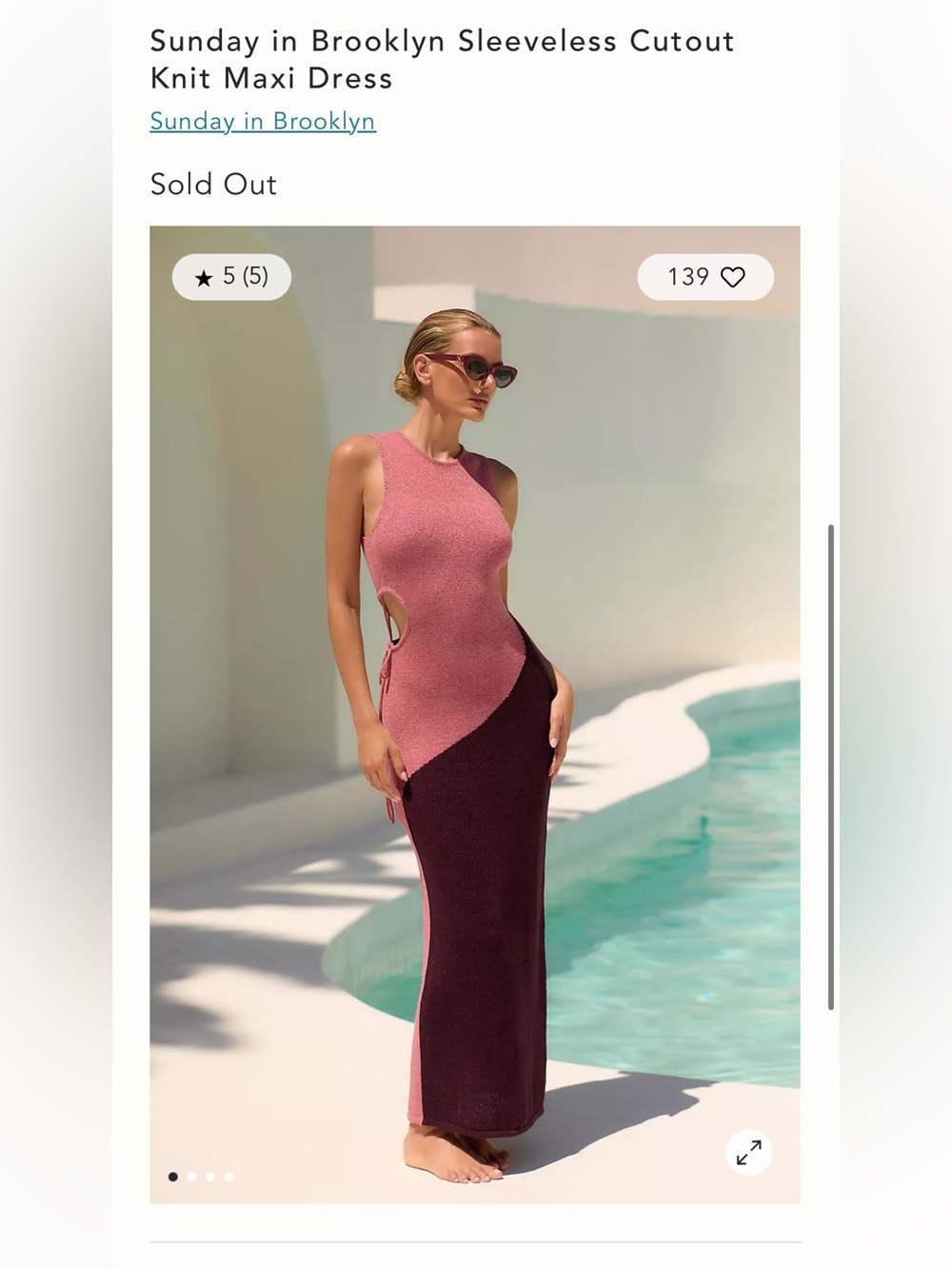 Sunday in Brooklyn Two-Tone Pink & Burgundy Sleeveless Cutout Maxi Dress